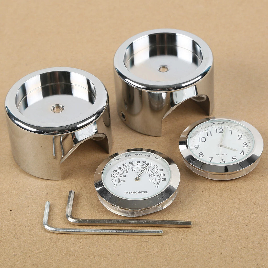 Handlebar Mount Clock & Thermometer for Motorcycle (7/8'' & 1'')