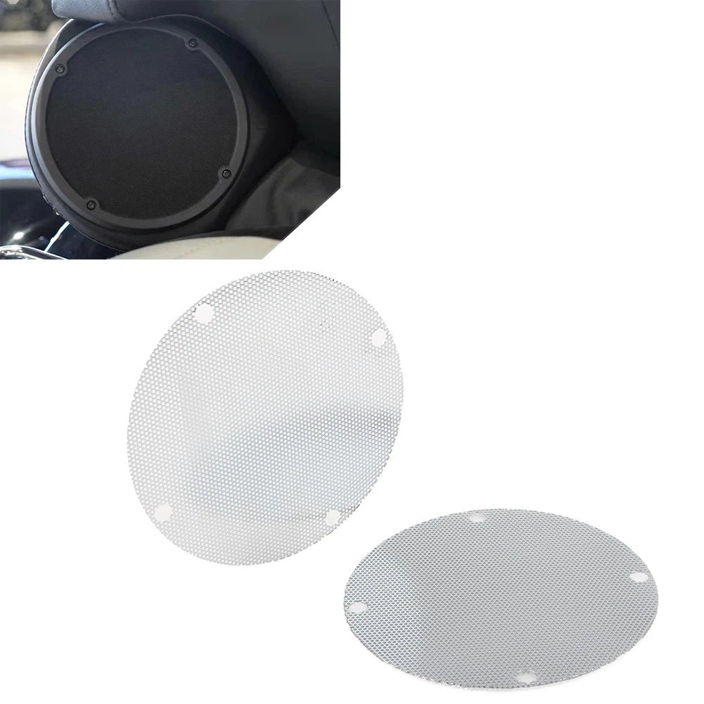 Mesh Rear Speaker Grill Covers for Harley Touring Electra Glide (1996–2013) Silver