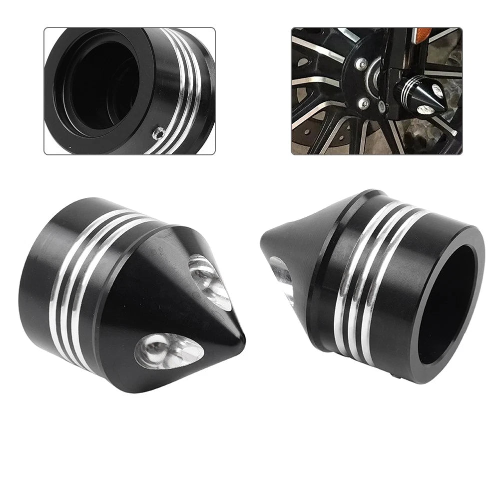 2X Front Axle Cap Nut Cover for Harley Touring Dyna Road King Glide