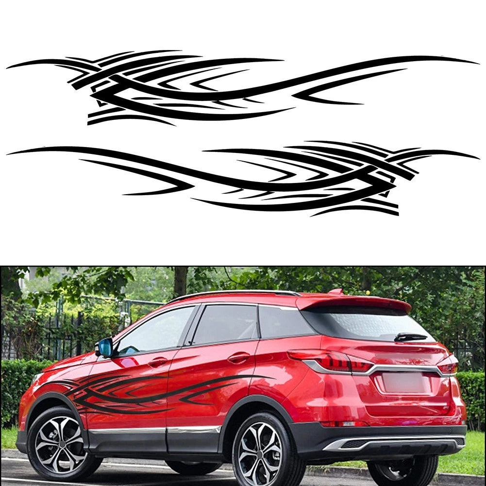 Flame Racing Stripe Decals for Car Appearance