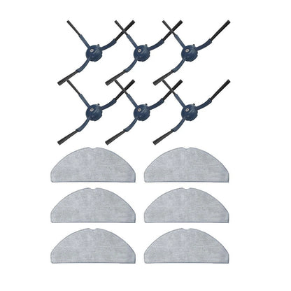 6 Side Brushes 6 Mop Cloths Kit for Eufy G50 L60 SES (Robot Vacuum)