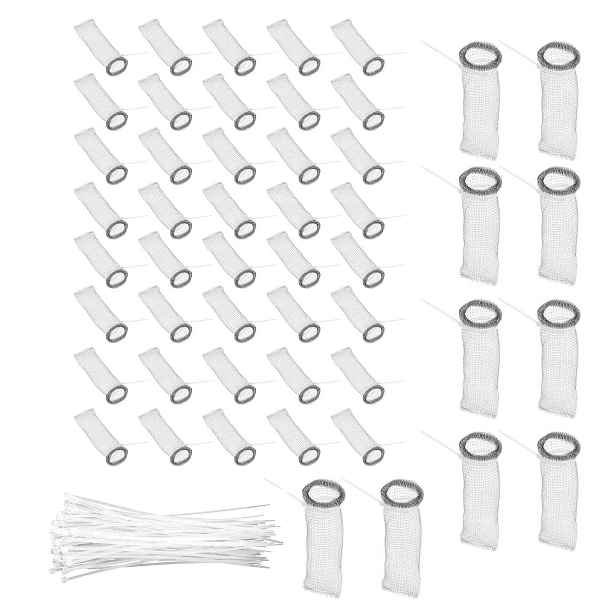 50 Pack Washing Machine Drain Filter Mesh Ties Kit Washer Hose Screen