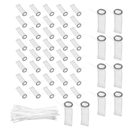 50 Pack Washing Machine Drain Filter Mesh Ties Kit Washer Hose Screen