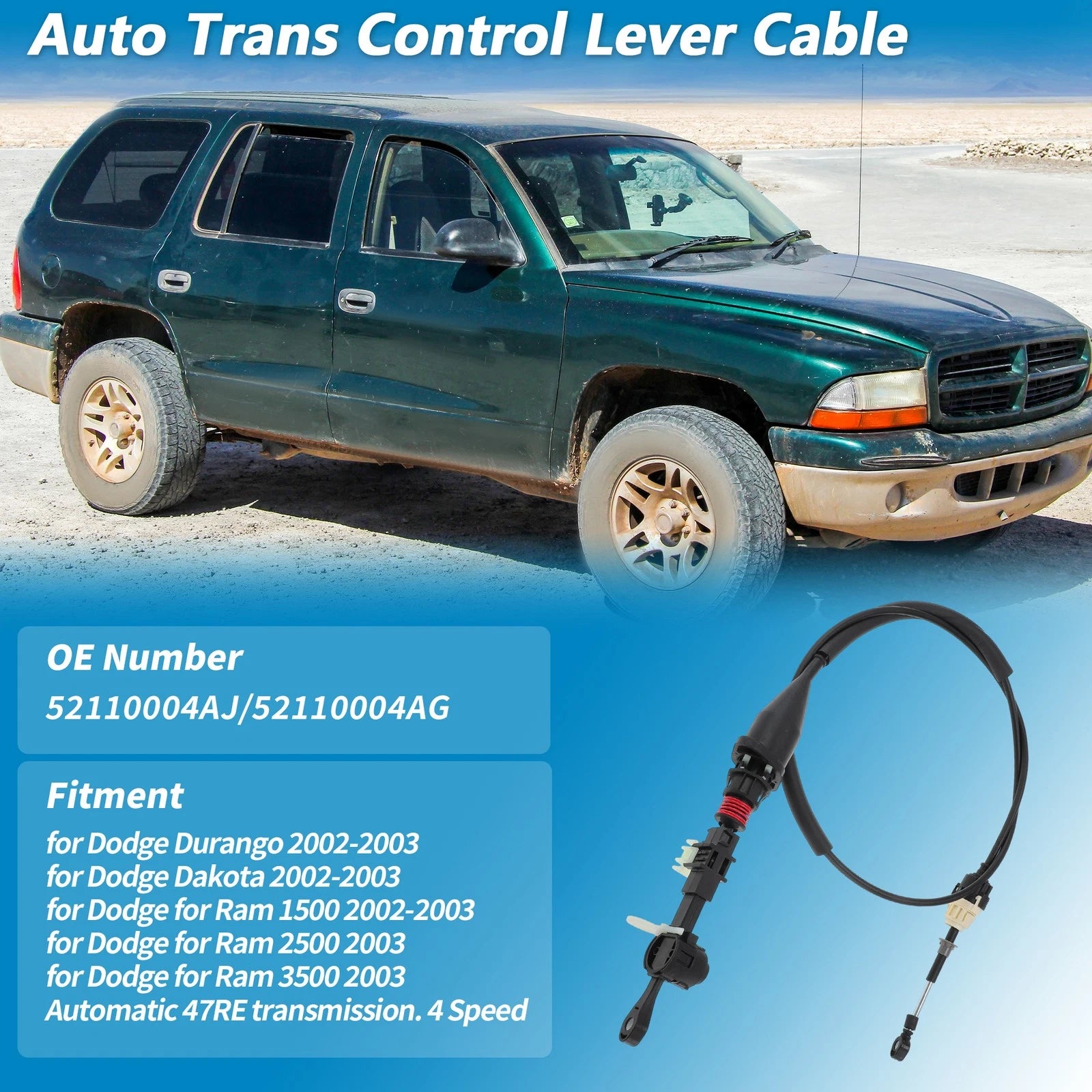 Auto Trans Gear Shift Cable No.52110004AJ for Dodge Dakota Durango (2002–2003)