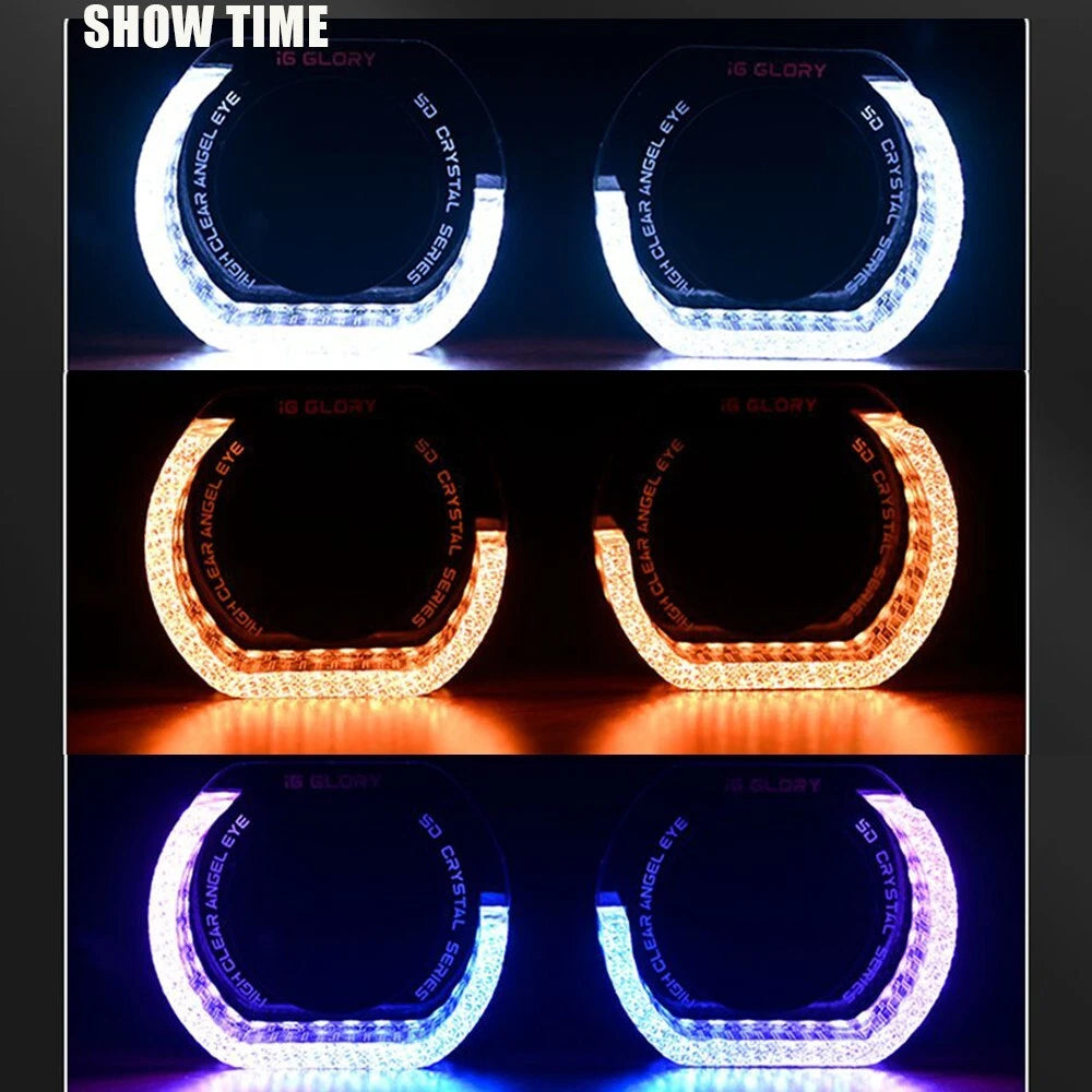 3" RGB LED Angel Eyes Halo Rings for Headlight (Rectangular)