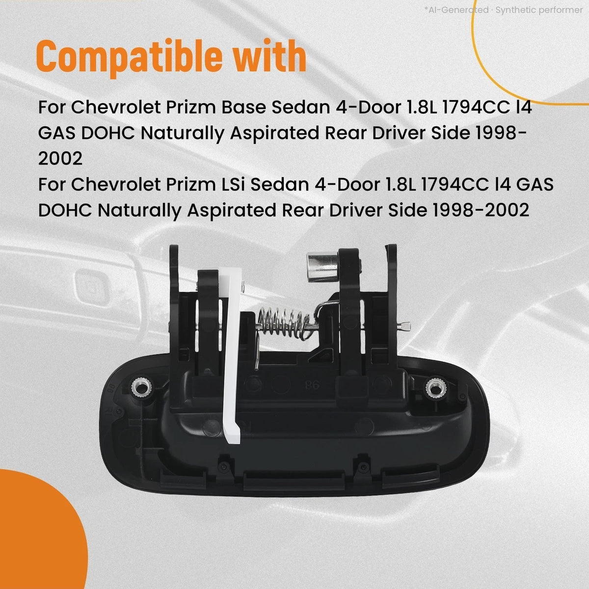 Rear Driver Exterior Door Handle for Toyota Corolla S (2001–2002) Black Plastic