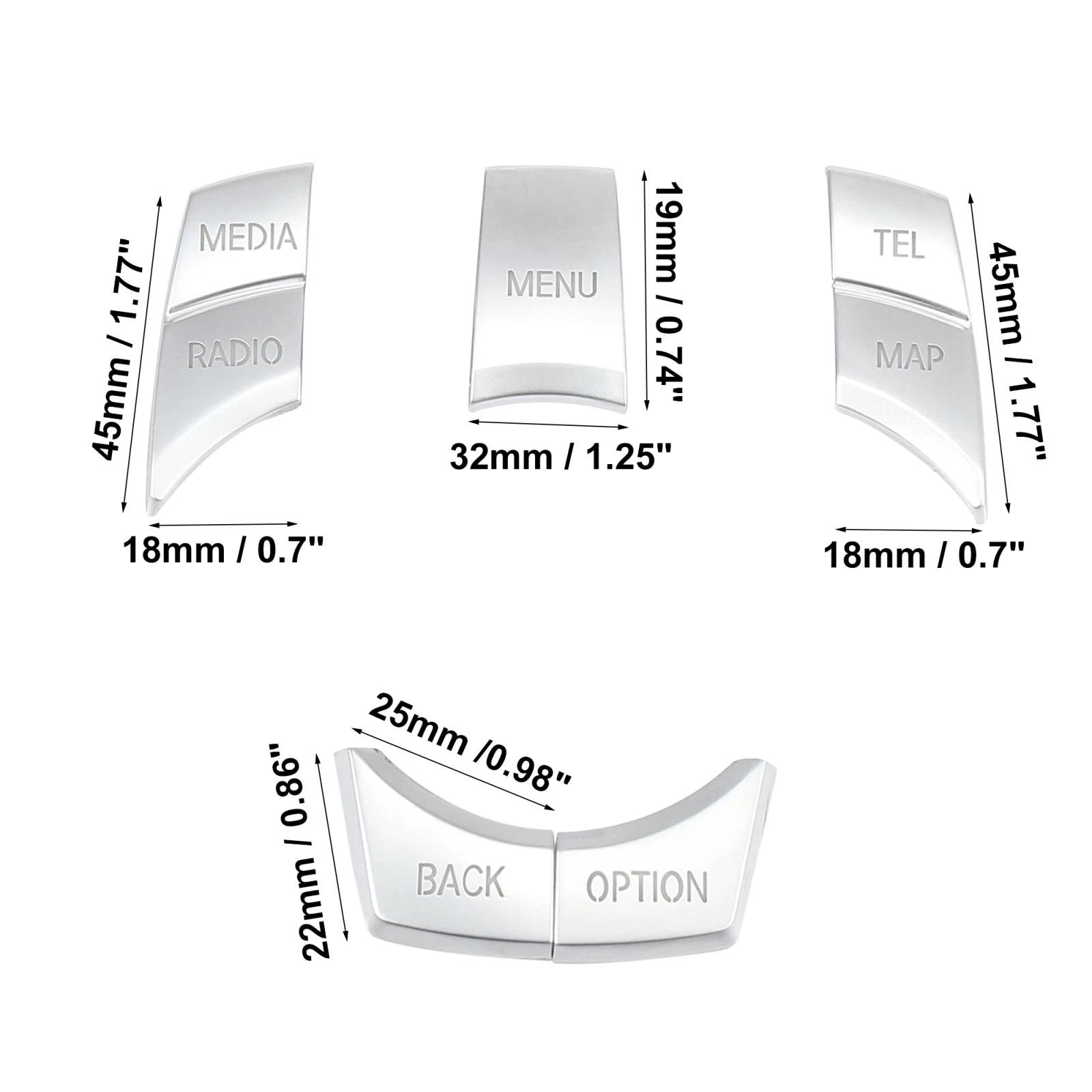 5 Pcs Multimedia Button Cover Trim Replacement for BMW 1 2 3 5 Series (2011–2021)