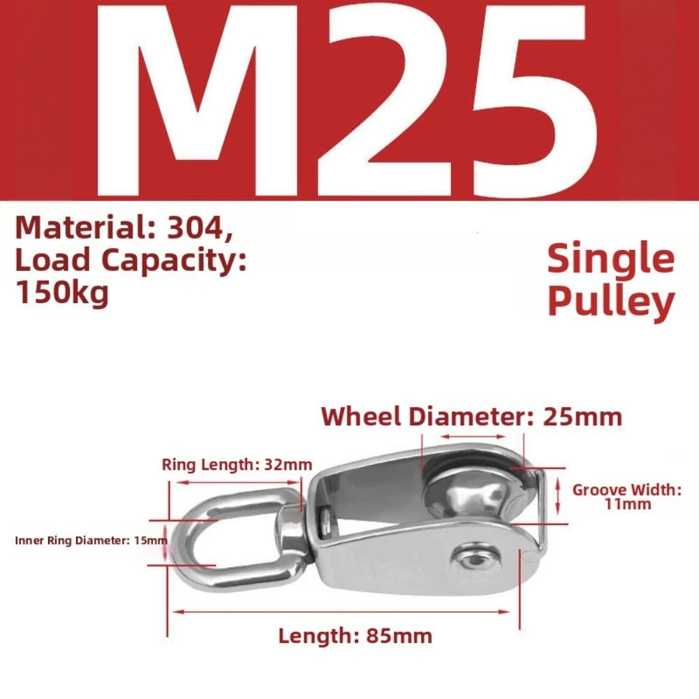 304 Stainless Steel Wire Rope Pulley Hook for Lifting Tool