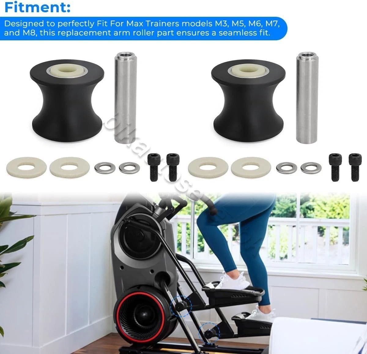 Set of 2 Replacement Arm Rollers for Bow Flex Max Trainer M3 M5 M6 M7 #8004550