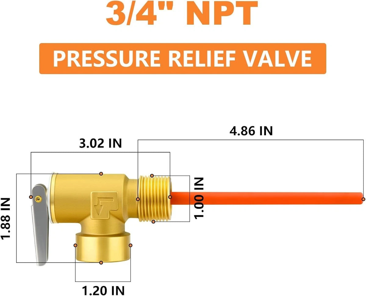 Water Heater Safety Valve for RV (Temperature Pressure Relief)