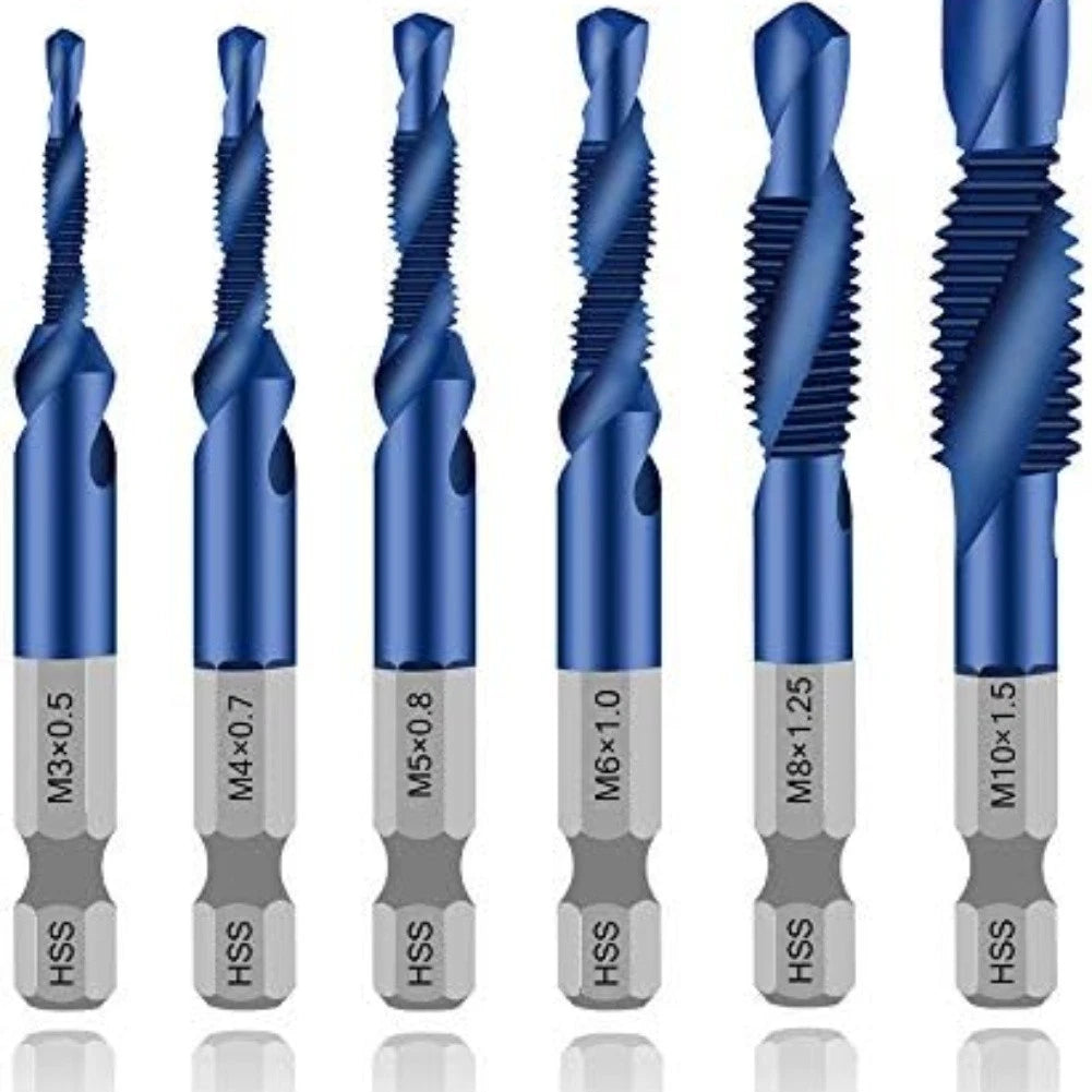 6pcs HSS Drill Tap Bit Set Metric Thread for Wood Soft Metals