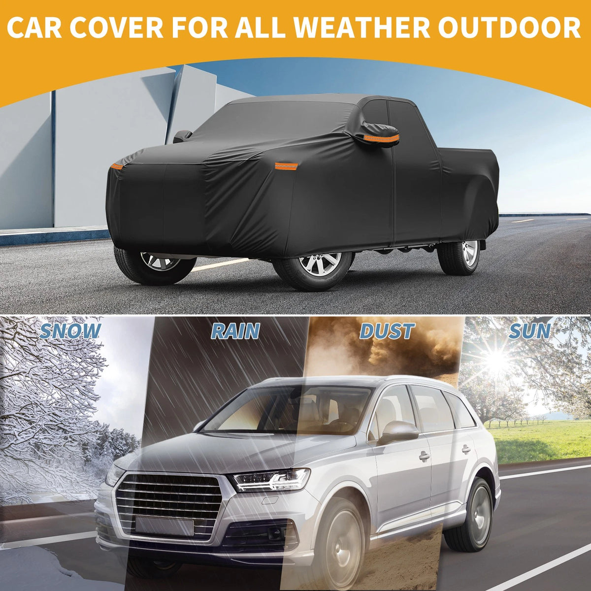 Waterproof Car Cover with Zipper All Weather for Honda Ridgeline (2017–2020)