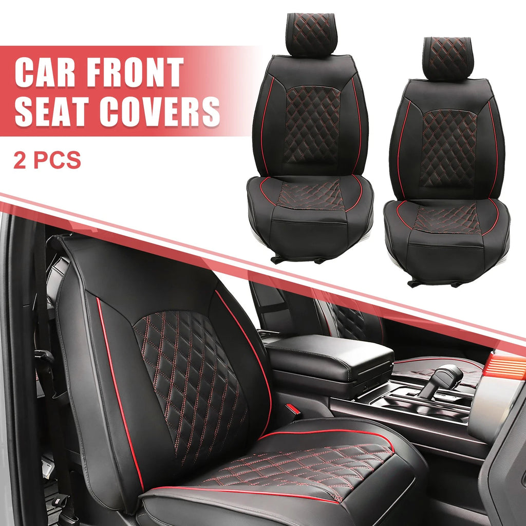Front Seat Covers Cushion Cover for Chevrolet Seat Protector Black Red (2 Pcs)