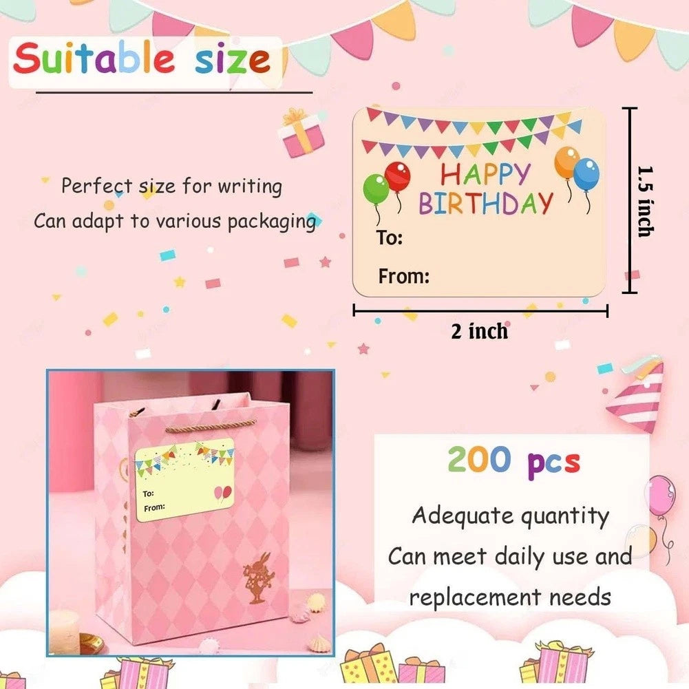 200 Pcs Self Stickers for Presents Party Decorations