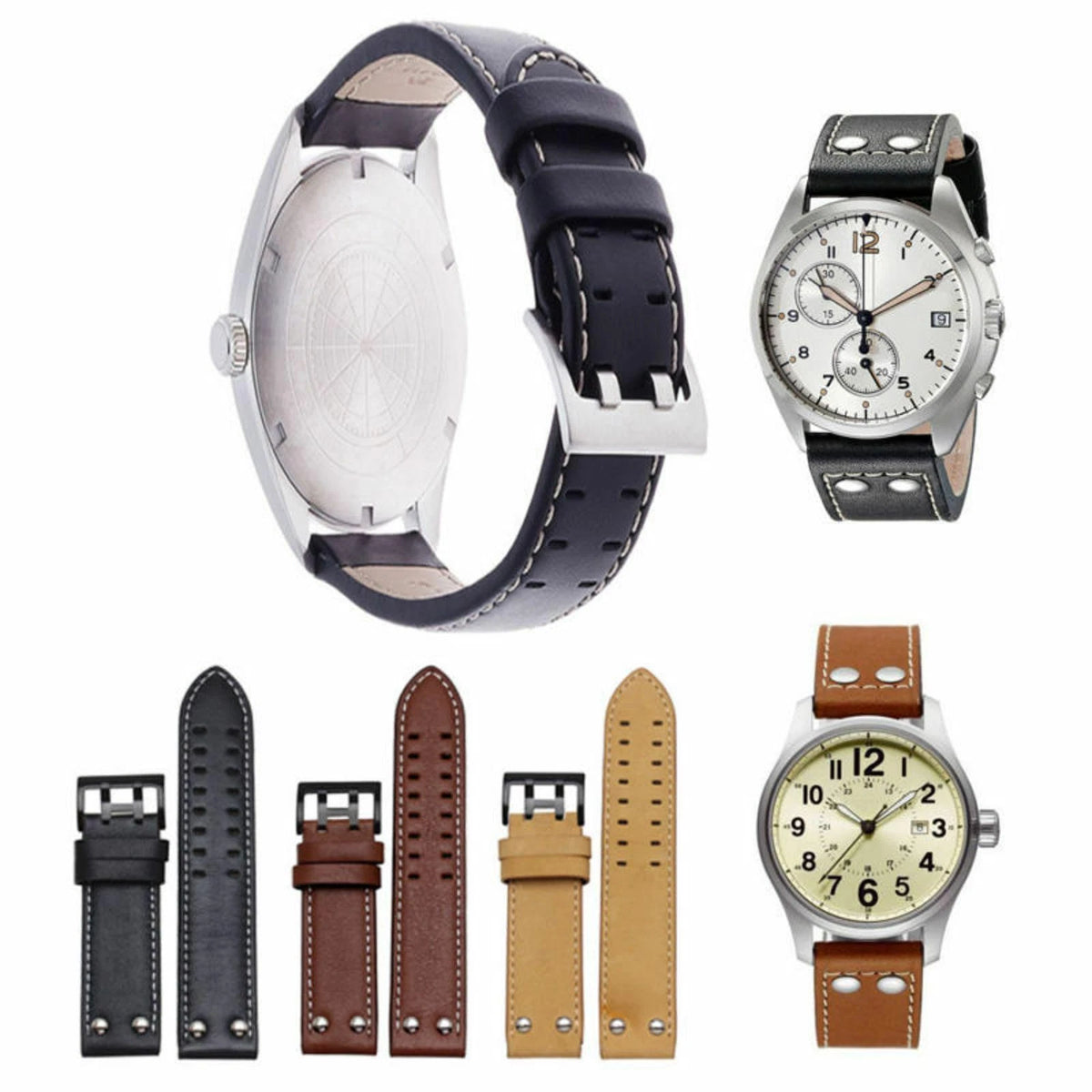 22mm Leather Watch Band Strap for Hamilton Samsung Gear S3 (2016–2018)