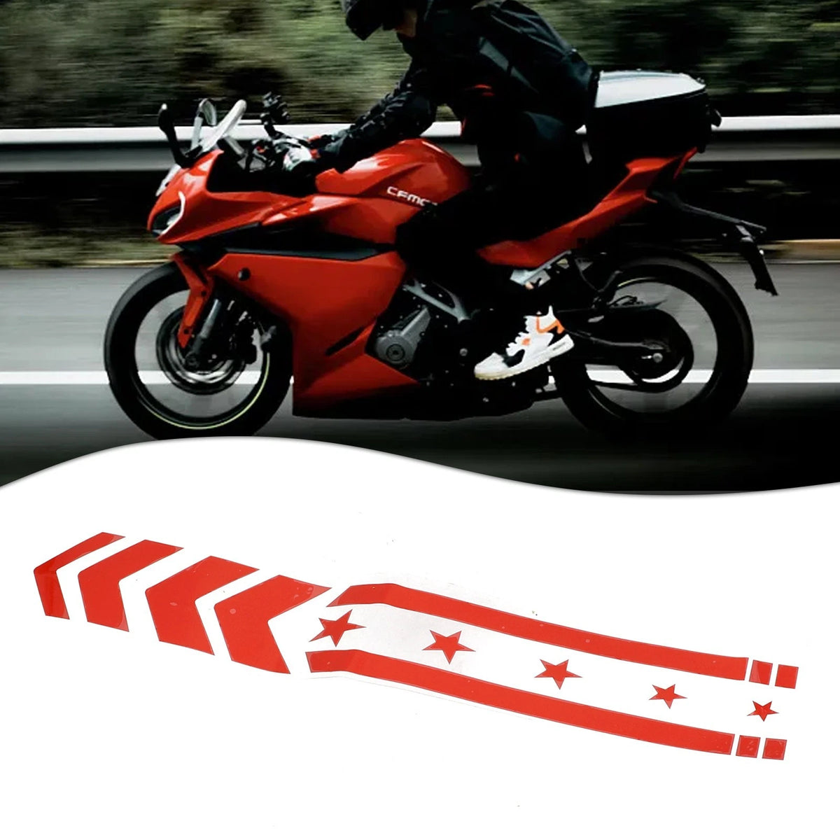 For Motorcycle Fender Stickers Decals 1 Pcs Waterproof Reflective Arrow