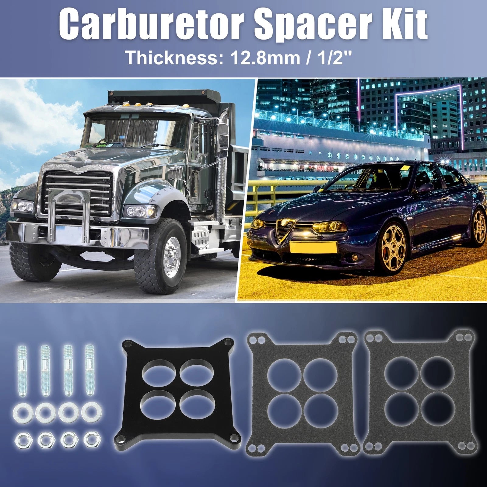 Carb Spacers Phenolic Ported 1/2 Inch Tall for Chevy Kit 4BBL (1969–1970)