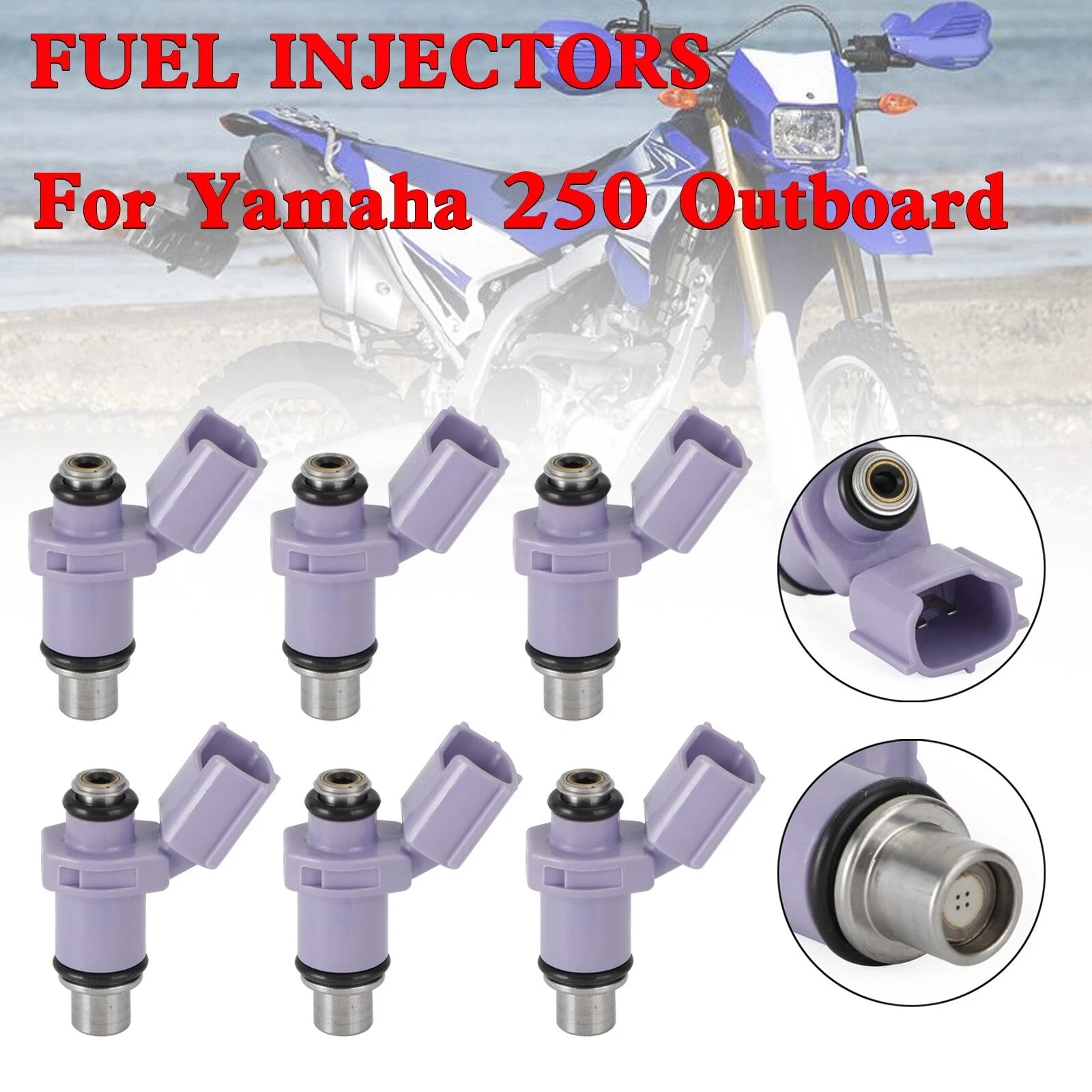 6PCS Fuel Injectors 6P2-13761-10-00 for Yamaha 250 Outboard (T9)