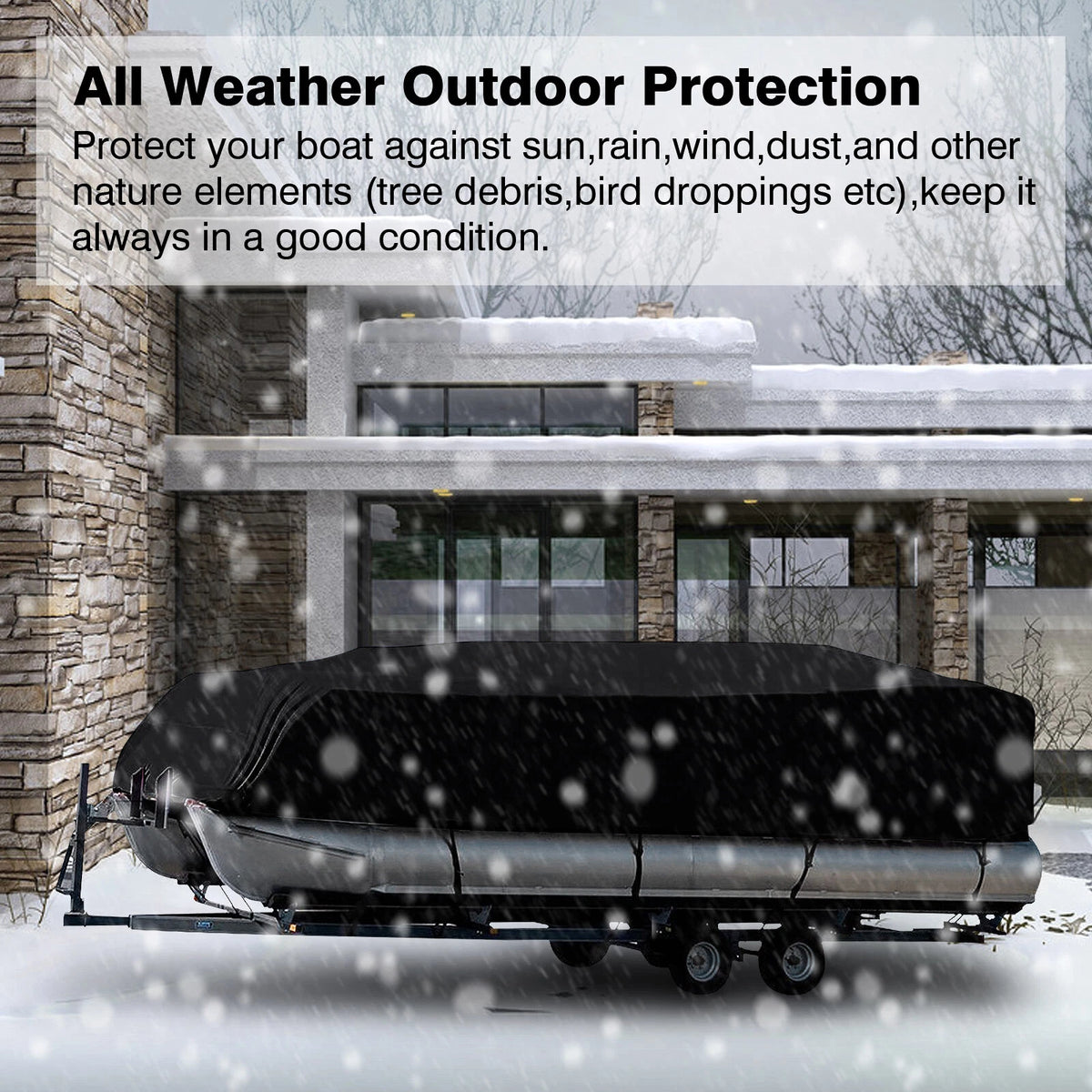 Waterproof Heavy Duty Pontoon Boat Cover 17ft-24ft UV Rain Dust Protect