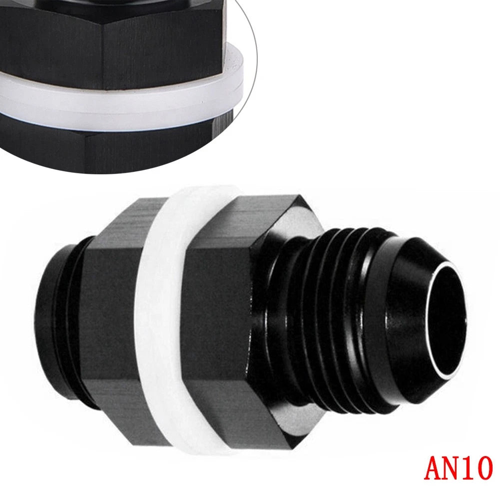 AN10 Flare Fuel Cell Bulkhead Fitting With Washer Black