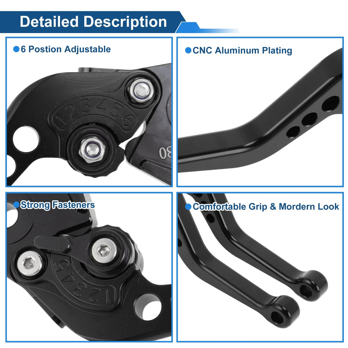 Adjustable Short Brake Clutch Lever for Aprilia RSV Mille/R 1999–2003 Black