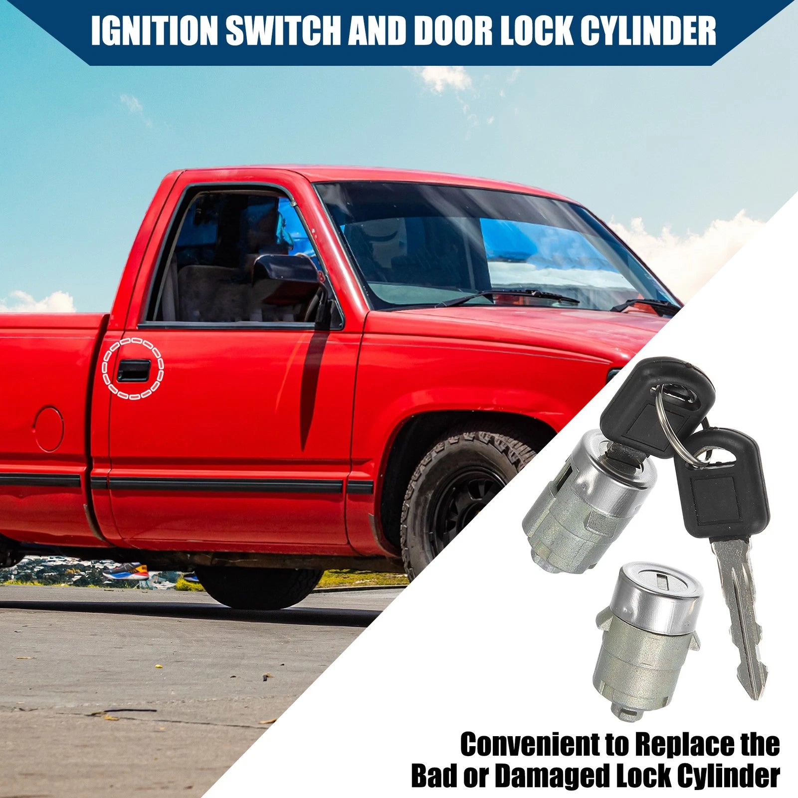 Front Left Right Door Lock Cylinder with Key for Chevy GMC Cadillac (2005–2015)