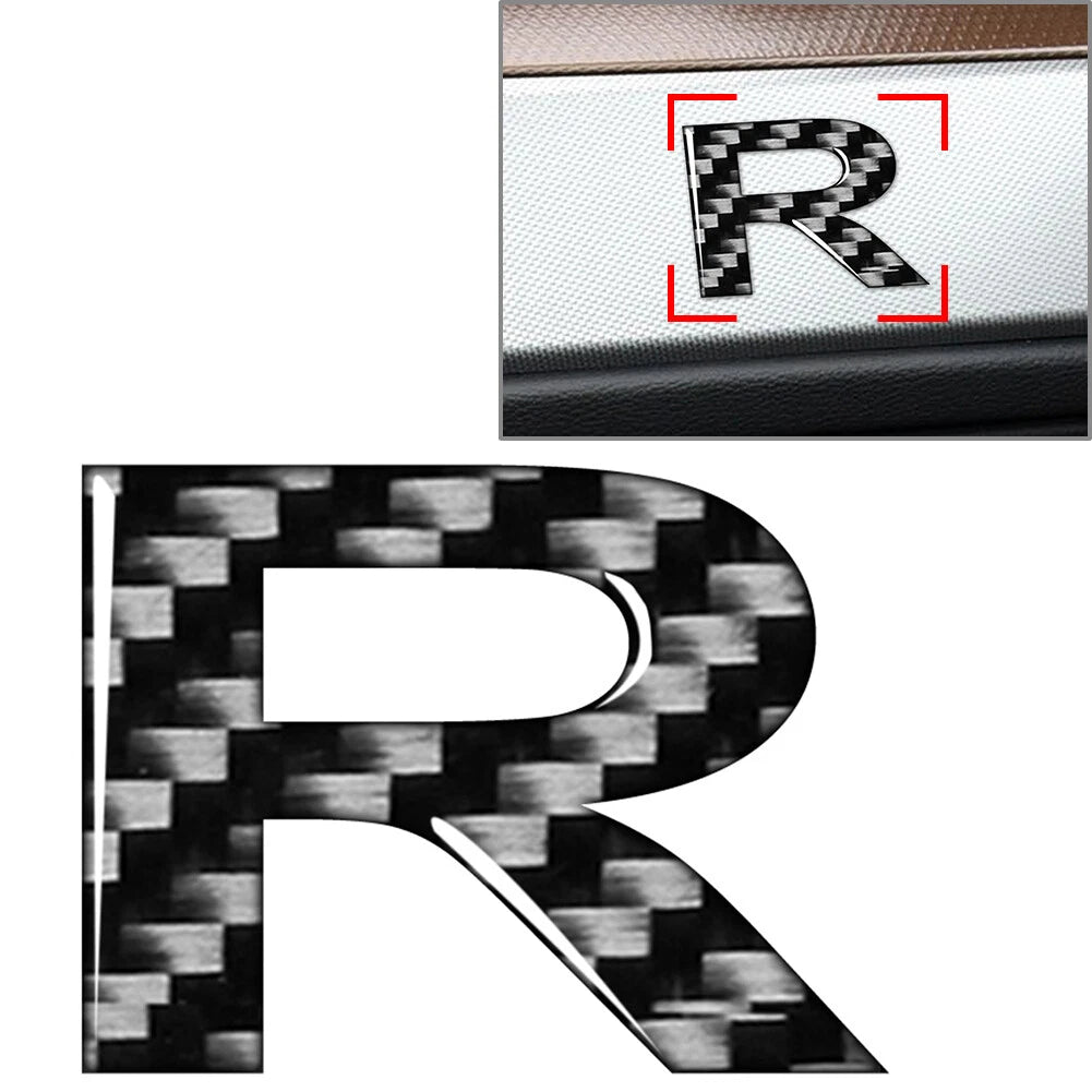 Car Badge Emblem Decals R Carbon Black for