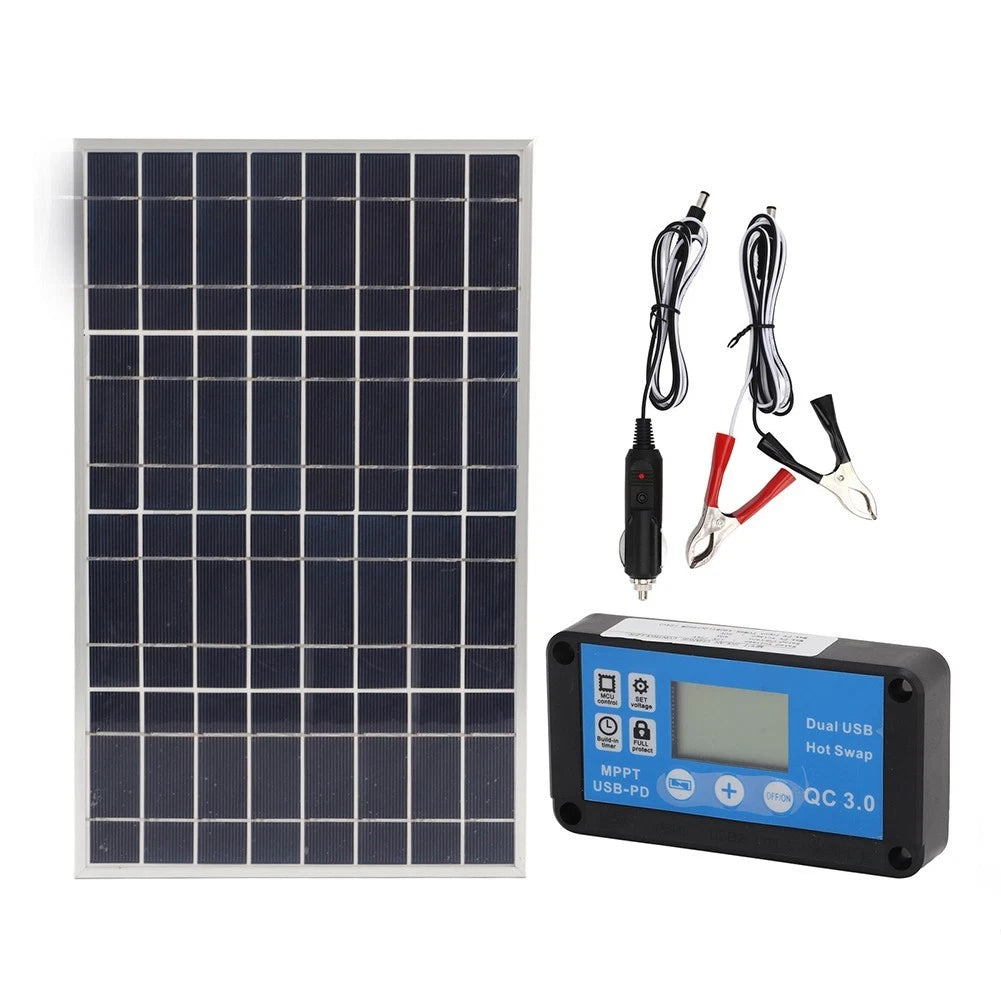 12V 24V Framed Solar Panel with 60A Controller for Battery Charging