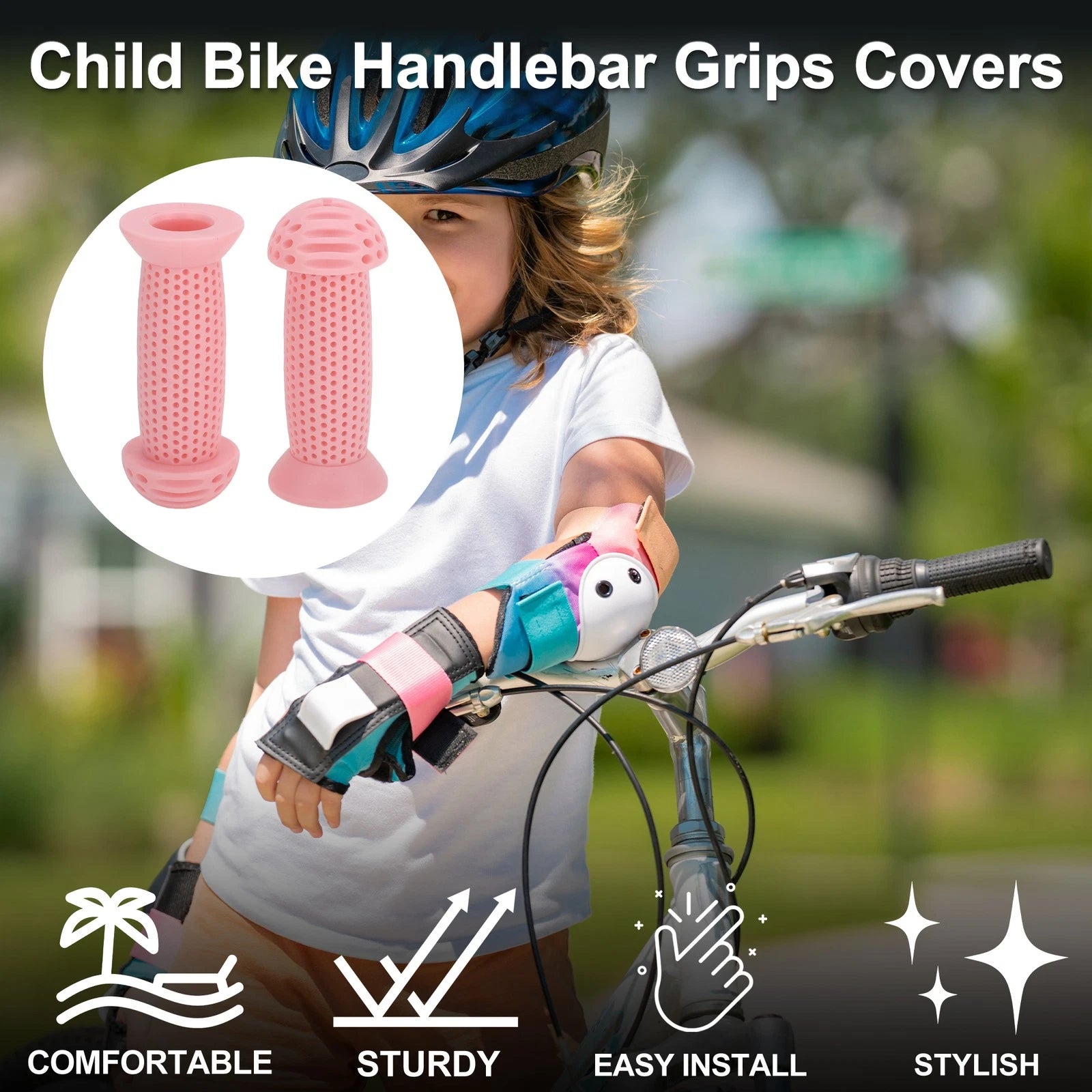 Handlebar Grip Cover 100mm Soft MTB End Grips Protector for Pink (1 Pair)