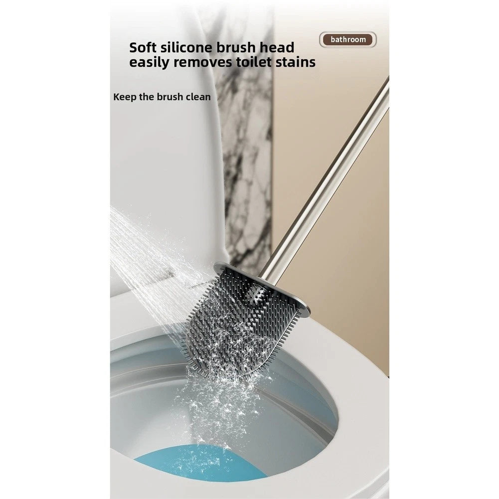 Aluminum Toilet Brush Holder with Silicone Brush Head (Quick Drying)