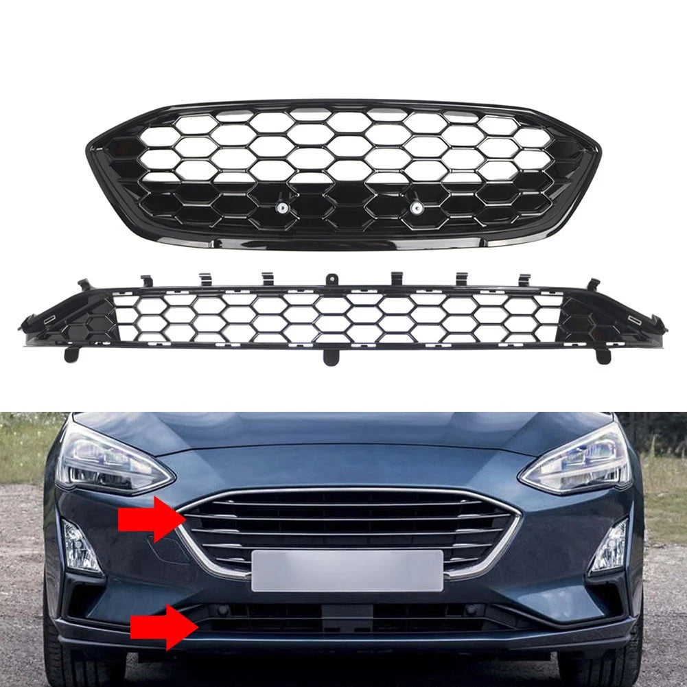 Gloss Black Mesh Grill for Ford Focus (2018–2021)