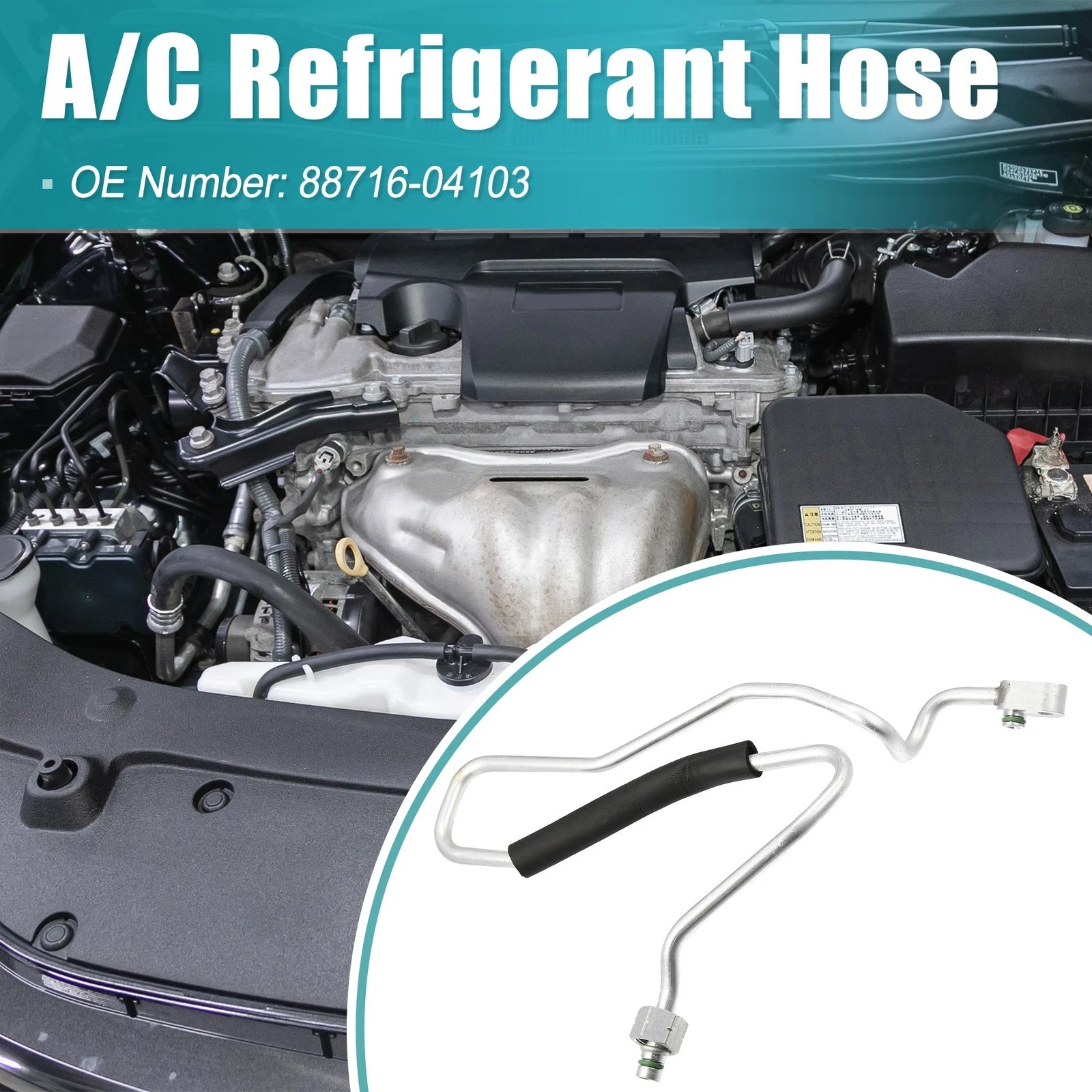 Pipe Cooler Liquid A/C Hose Replacement for Toyota Ruber Black (2007–2019)