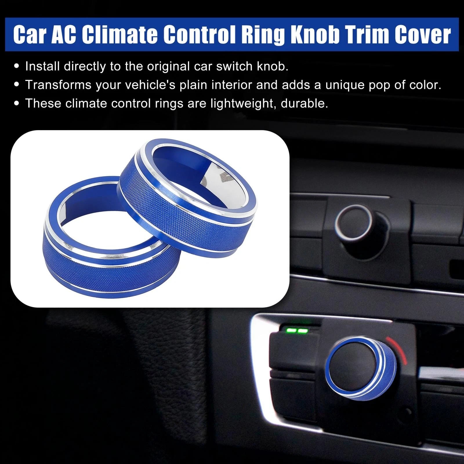 2pc AC Climate Control Knob Ring Trim Cover for Toyota RAV4 (2019–2021)