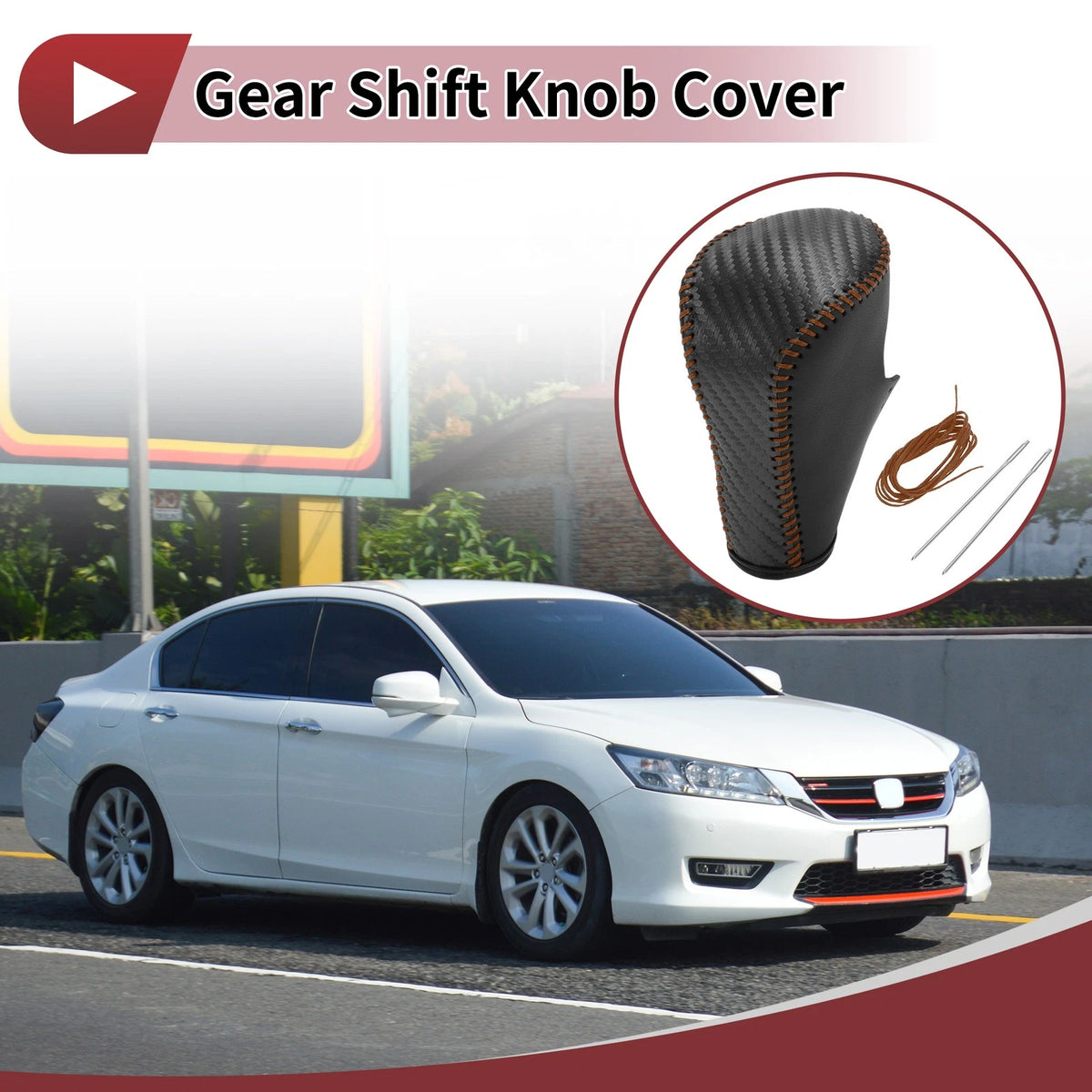 Gear Shift Knob Cover Replacement for Honda Accord 2008–2012 Carbon Fiber