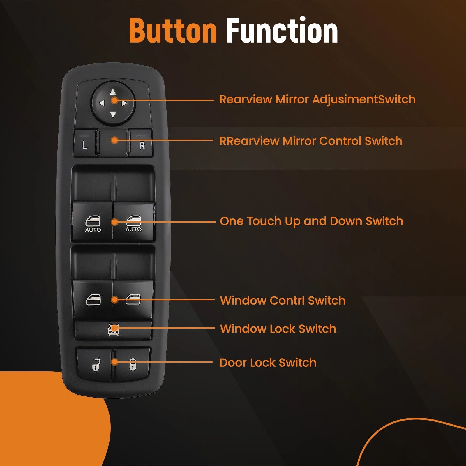 Front Driver Master Window Switch for Chrysler Town & Country (2012–2016) 68110866AA