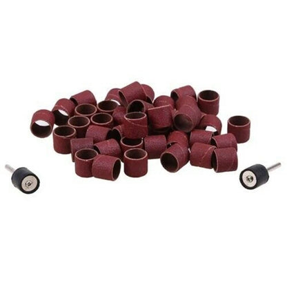 Set of 60 Sanding Belts 150-Grit 1/2in x 1/2in + 2 Rubber Mandrels