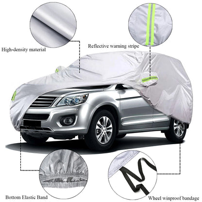 All Season Car Cover for SUV (Silver, Reflective Strip, UV, Dust Proof)