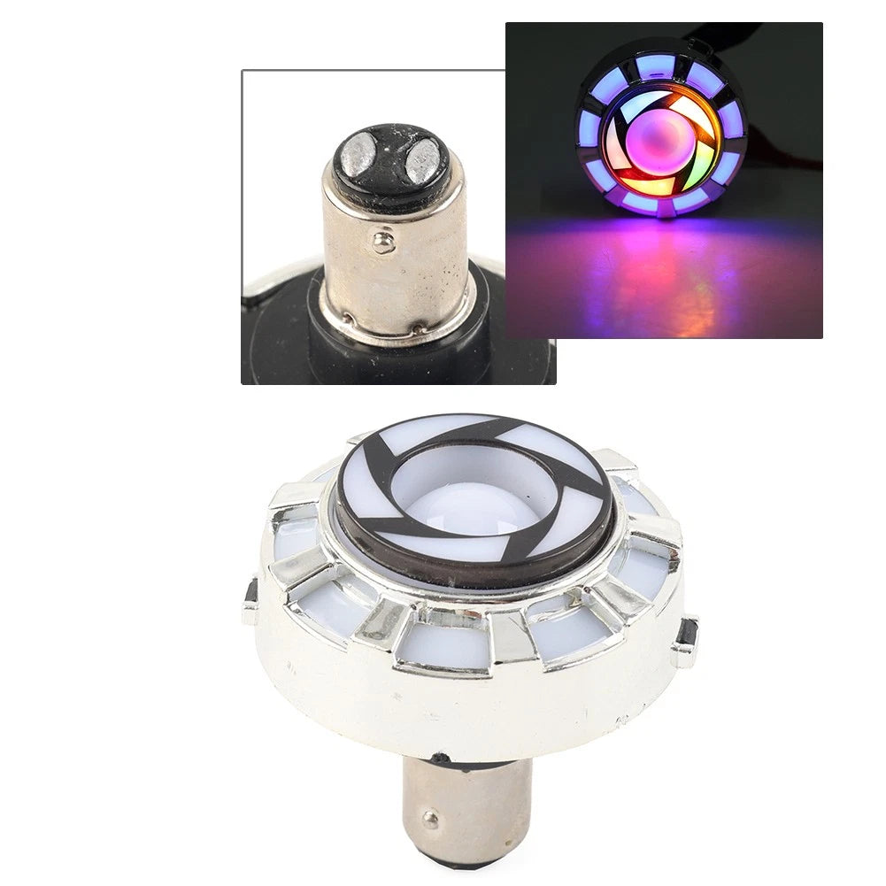 1x LED Headlight Motorcycle Angel Eye Flash Strobe Tail Brake Rear Lights 12V