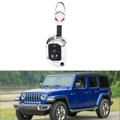 1x Silver 4-Button Key Fob Cover Case for Jeep Wrangler (2018–2024)