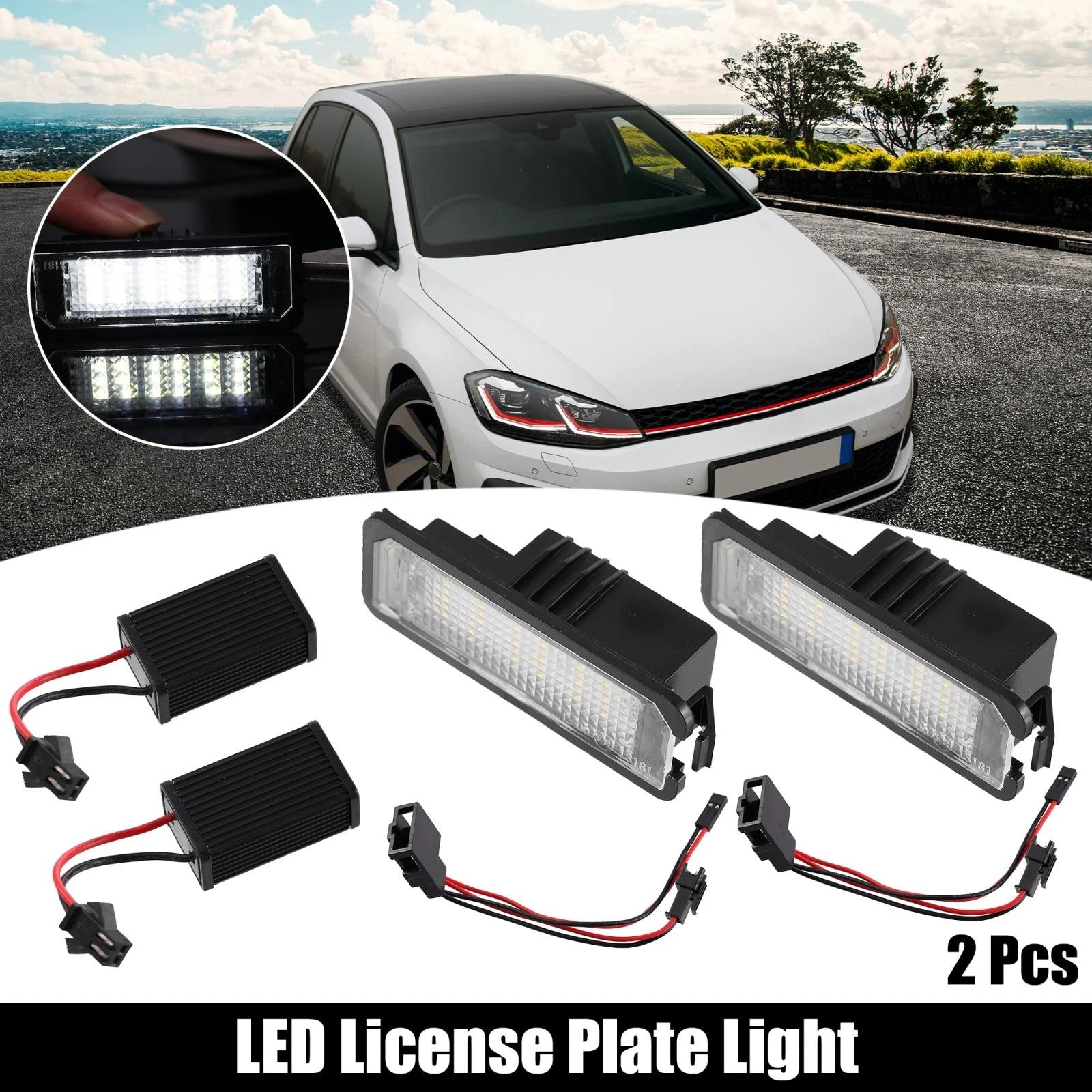 2pcs LED License Plate Light White Replacement for Volkswagen Golf Passat CC (2011–2018)