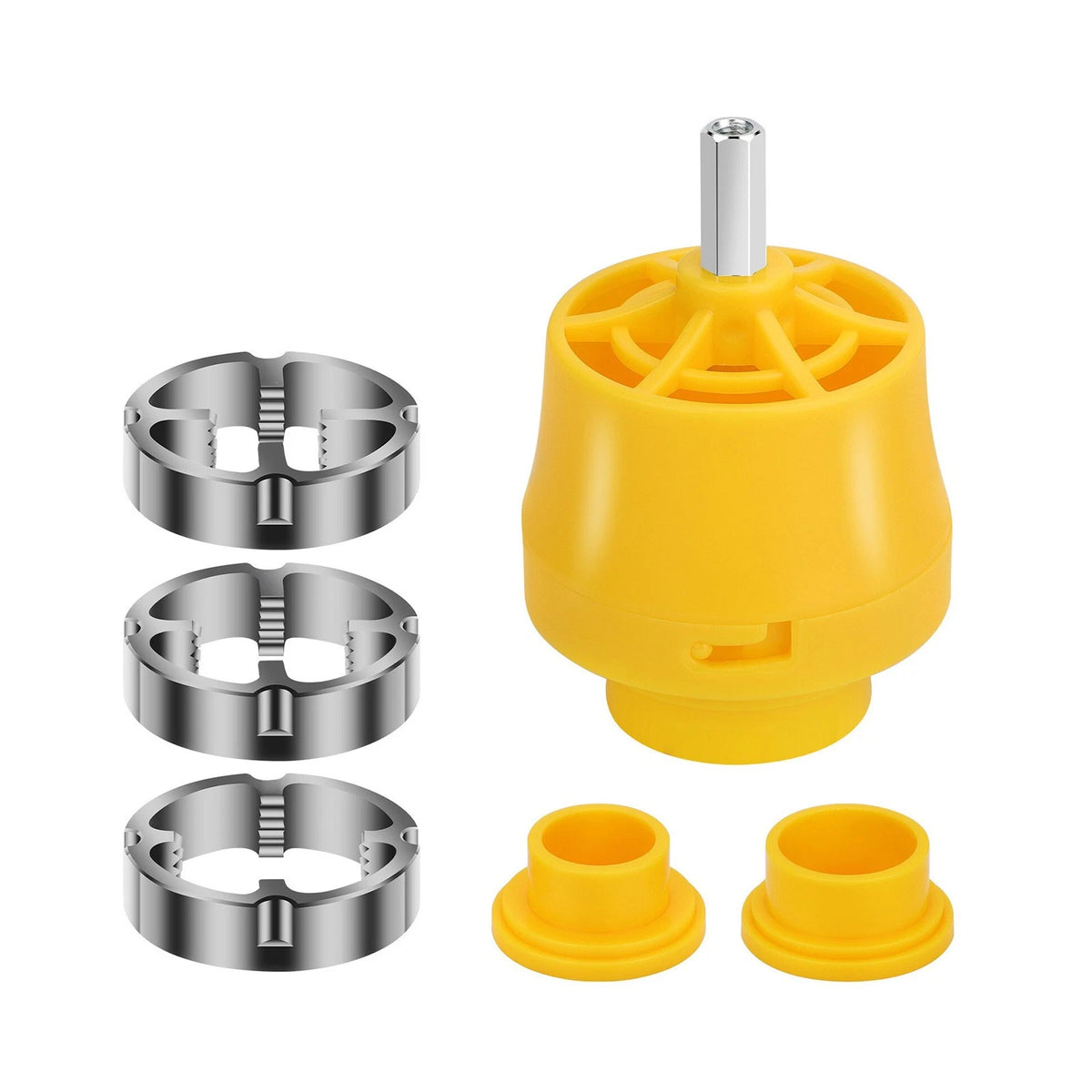 PVC Thread Maker Tool with 3 Dies for Electric Drill (5/16 Hex Shank)