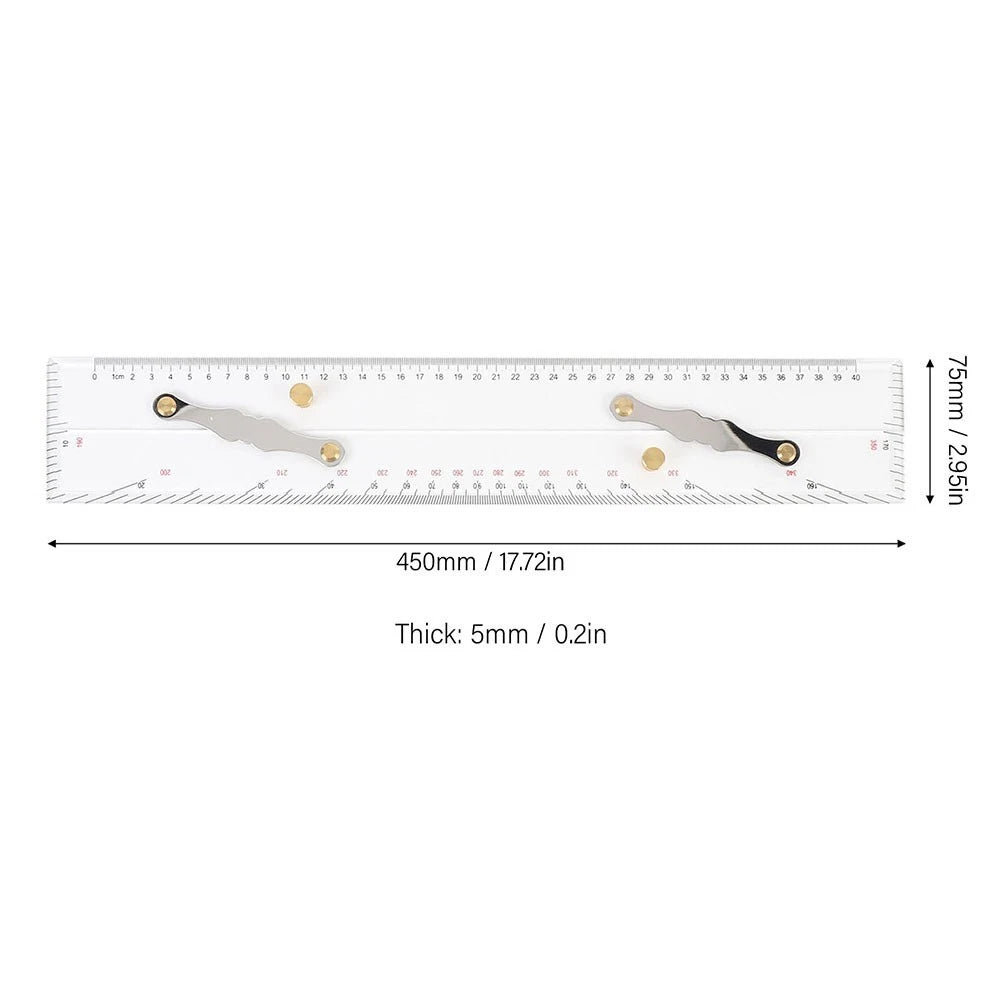 450mm Parallel Ruler for Professional Chart Work (Clear Acrylic)