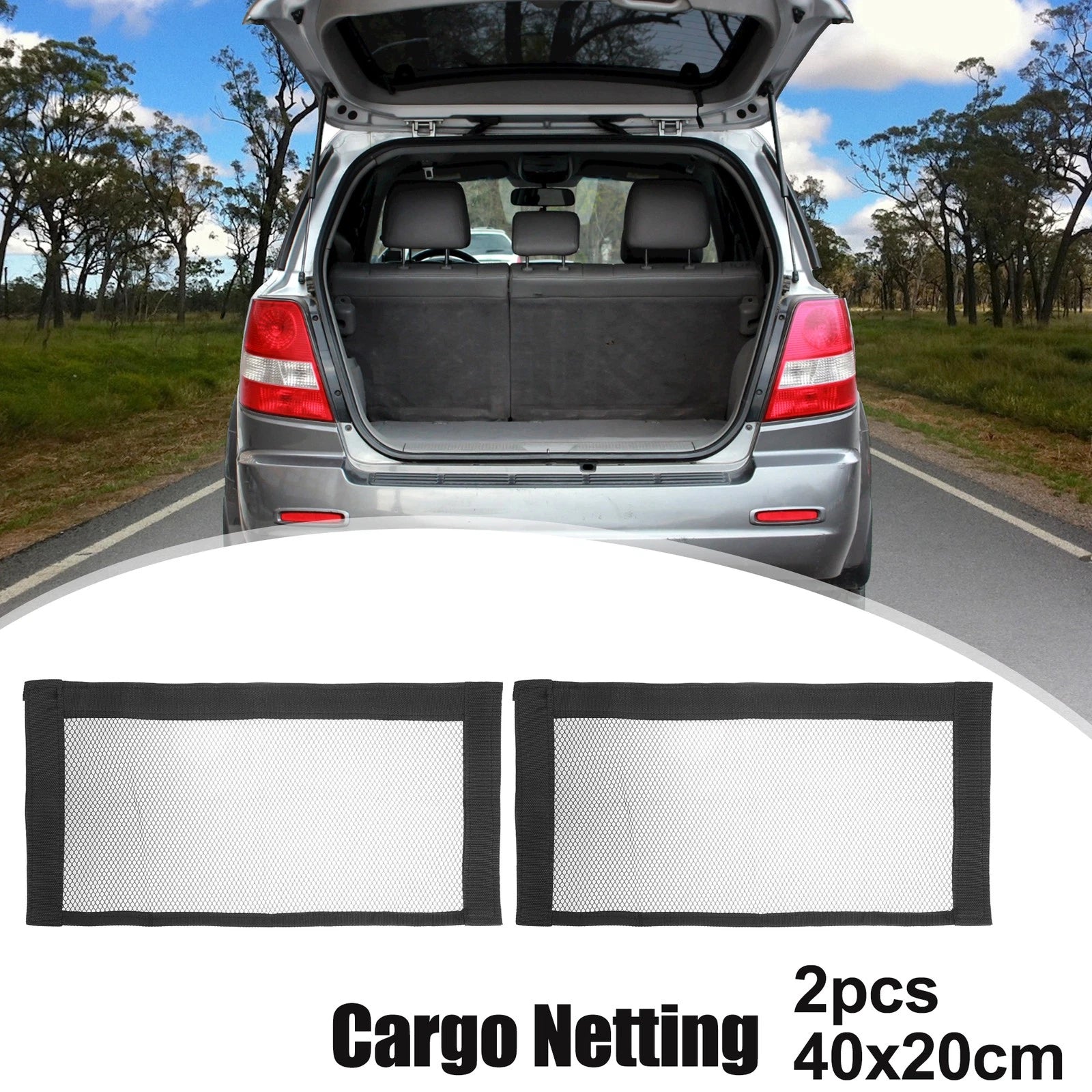 2X Elastic Mesh Cargo Netting for Universal Car Trunk Seat Back (15.75"x7.87")
