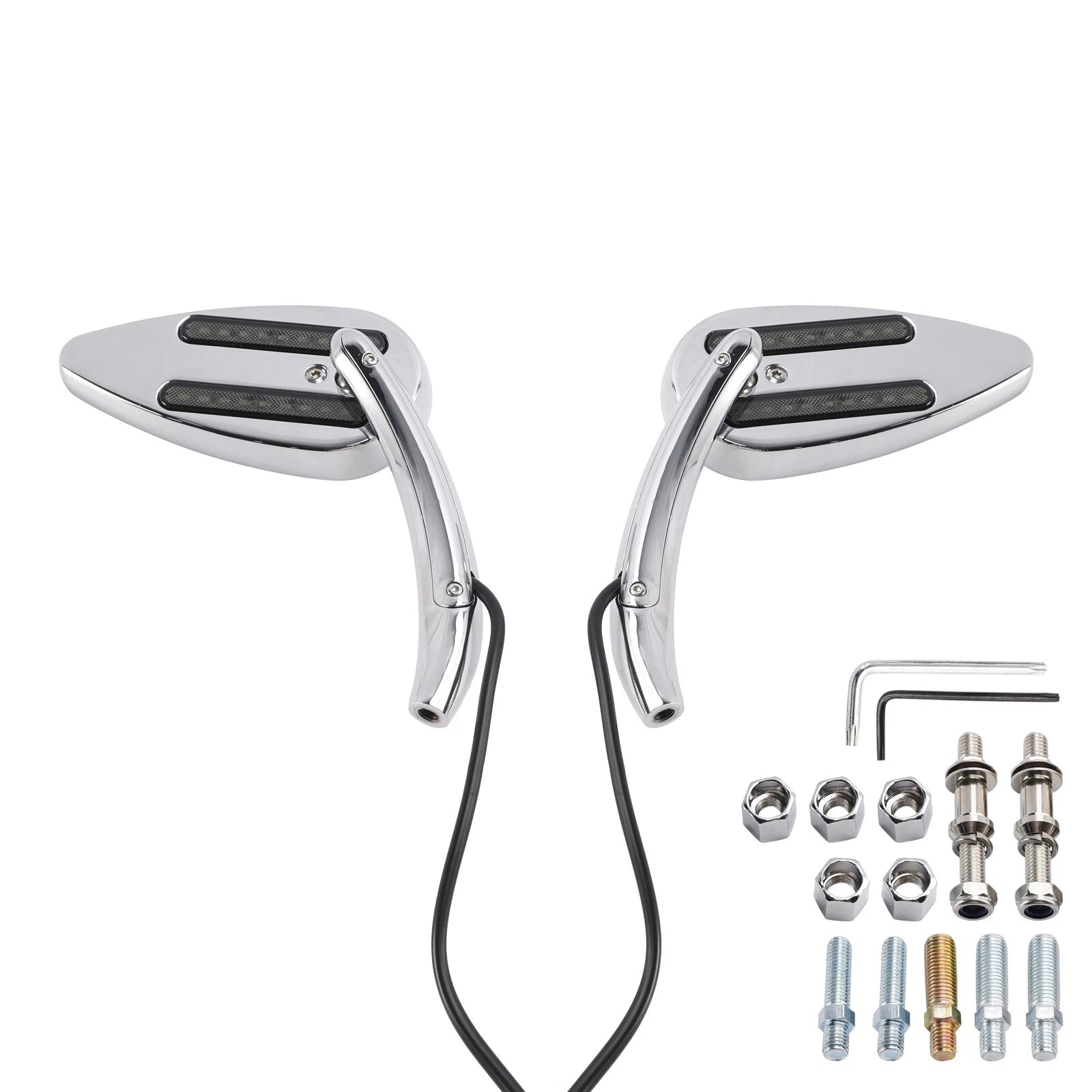 Chrome LED Turn Signal Mirrors for Harley Sportster XL 1200 883 (1990–Up)