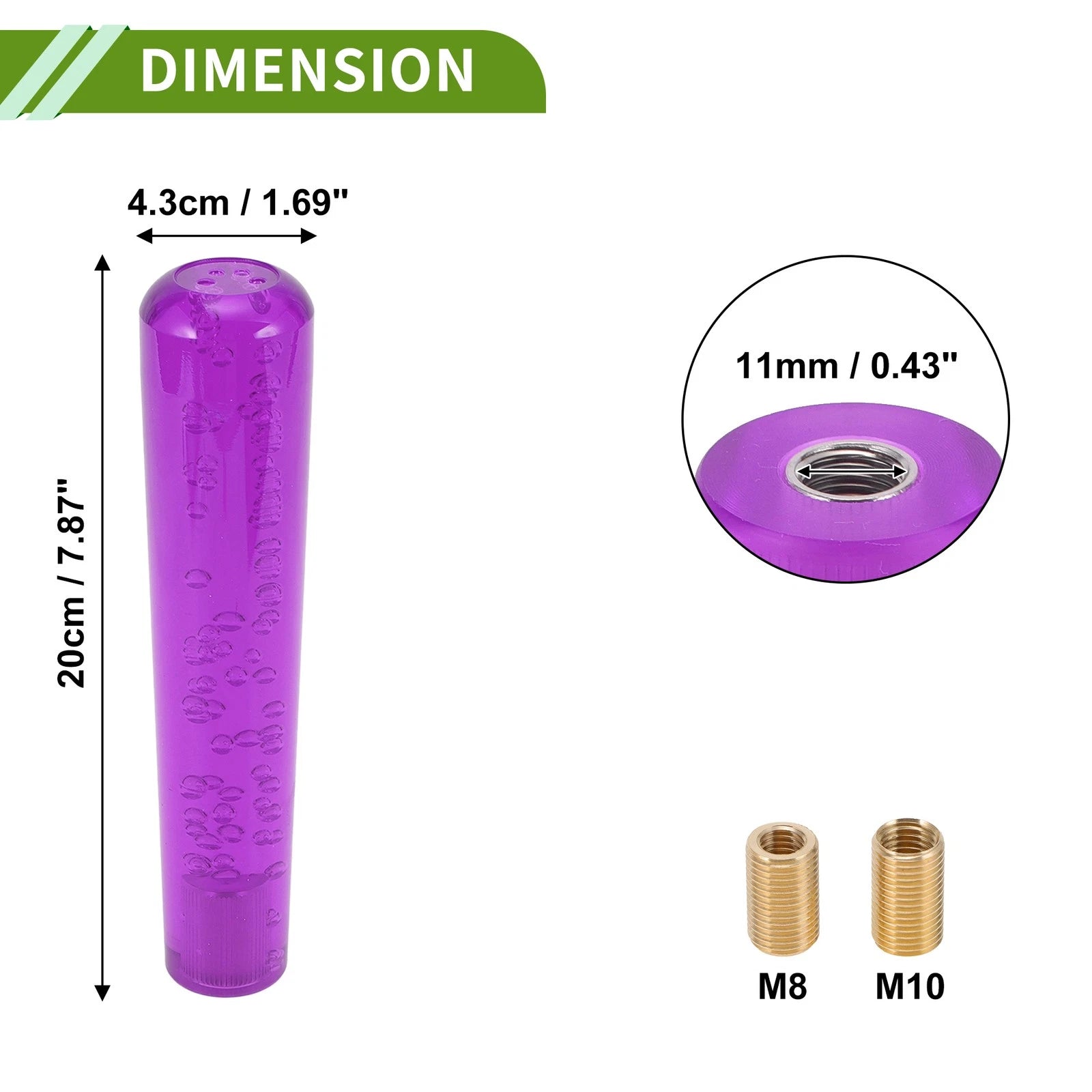 Cylindrical Crystal Shift Knob for Universal Fit (20cm, Purple)