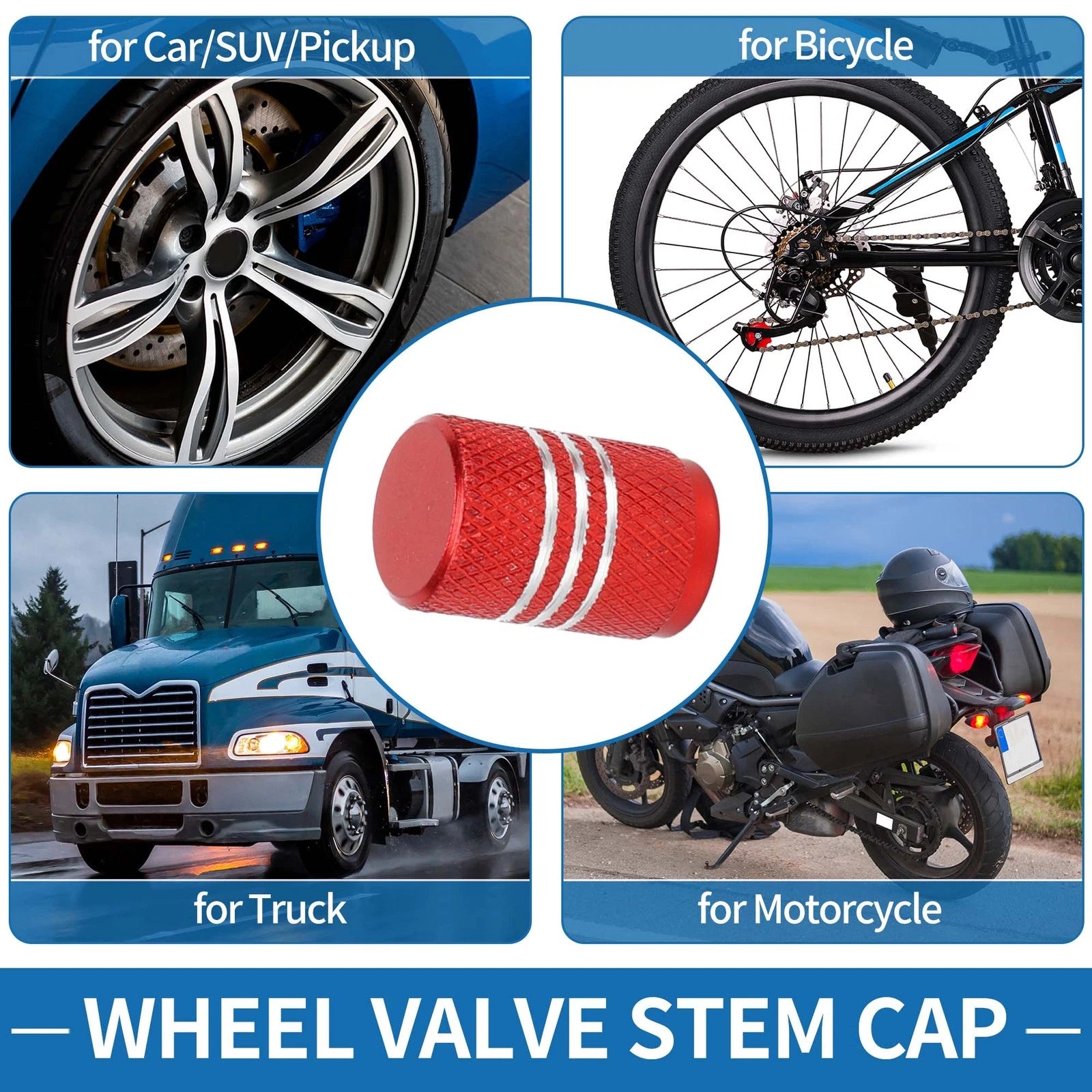 Tire Valve Stem Caps 16mm Replacement for Car SUV Bike RV (5 Pack)