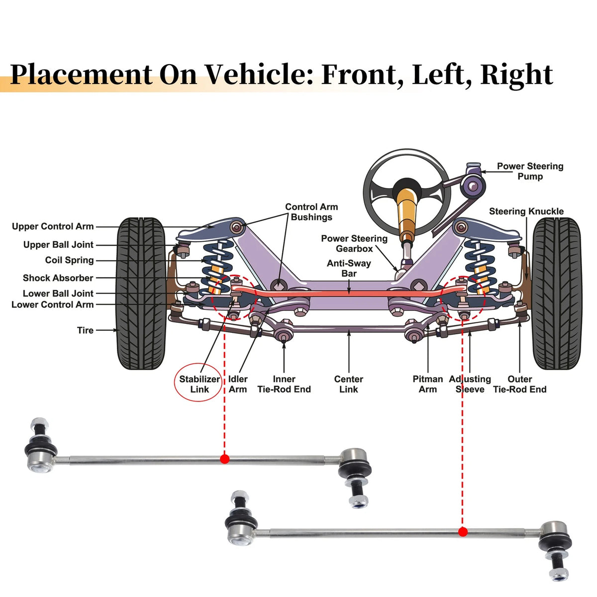 2X Front Stabilizer Sway Bar Link for Toyota RAV4, Lexus NX200t (No.K750043)