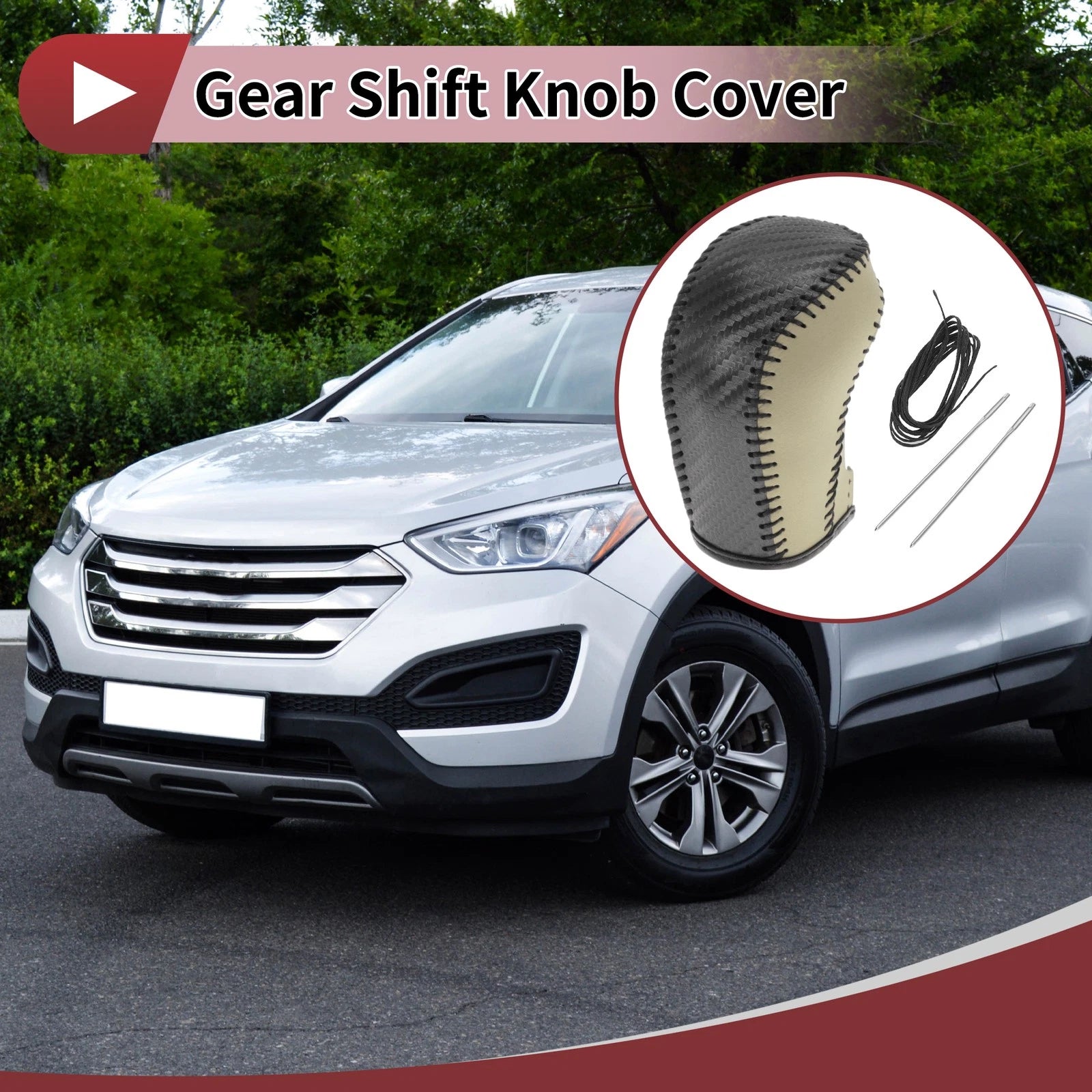 Gear Shift Knob Cover Replacement for Hyundai Tucson (2015–2018) Beige Black