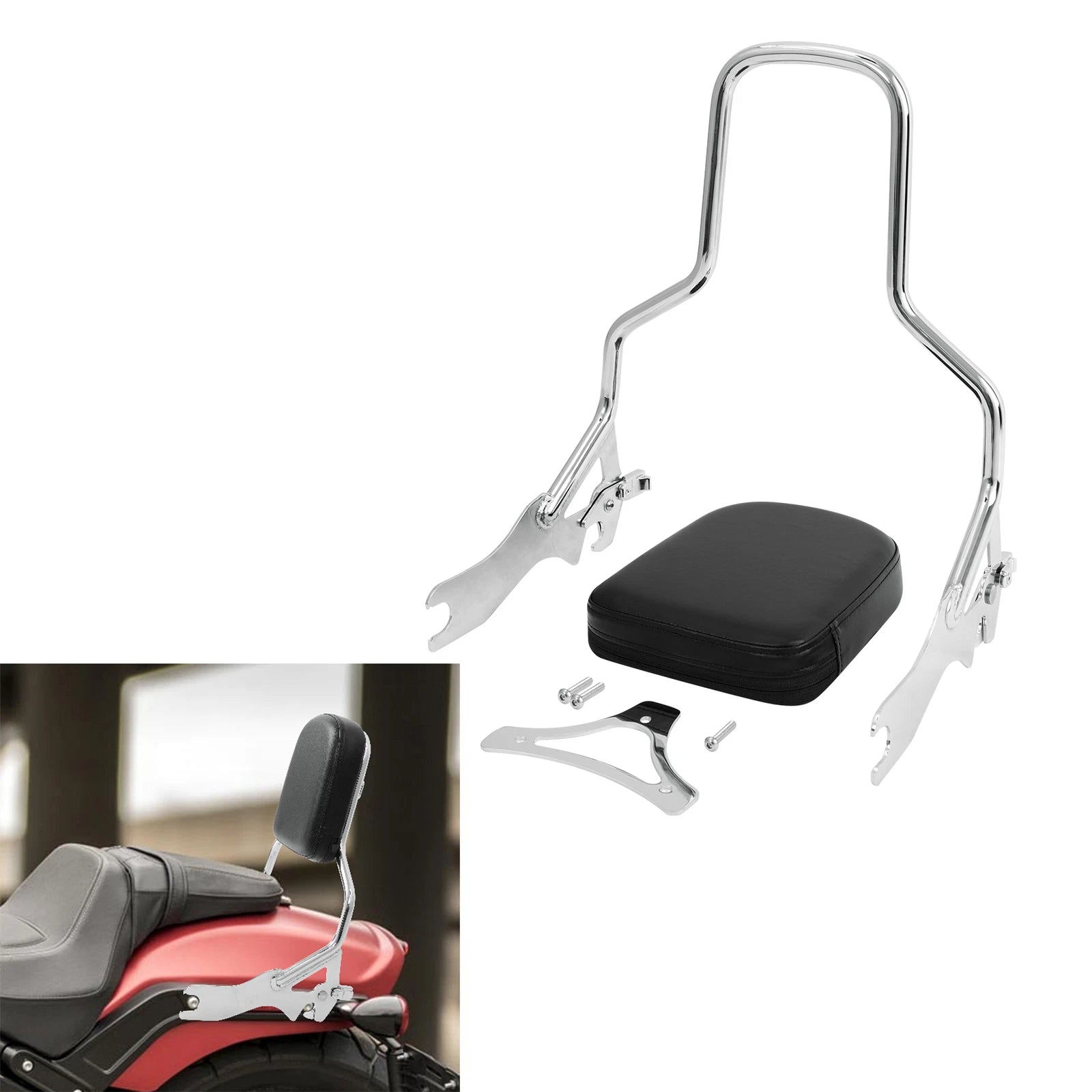 Chrome Detachables Sissy Bar Backrest for Harley Softail Fat Bob (2018–2025)