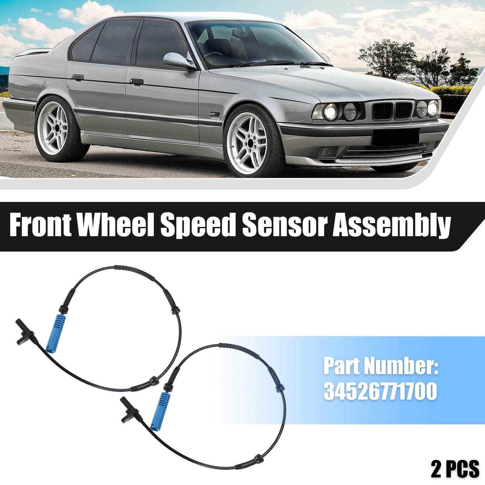 2PCS ABS Wheel Speed Sensor Left Right Front for BMW 525i (1995–2003)